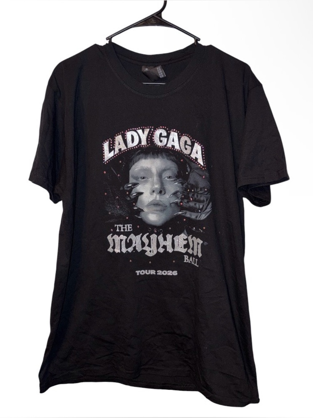 Lady Gaga The Mayhem Tour Rhinestone Graphic T-Shirt Size XL
